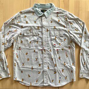 Teddy Fresh Unisex Striped Collared Button-Up Shirt w/ Little Bears size Medium